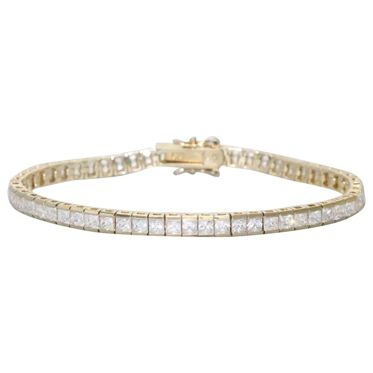 Vintage Sterling Silver 14K Gold Overlay Cubic Zirconia Tennis Bracelet