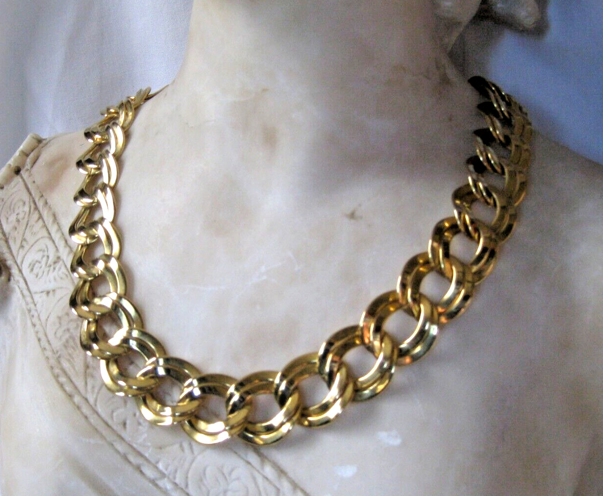 Gold Tone Double Curb Link Chain Necklace Unbranded 20 Inches