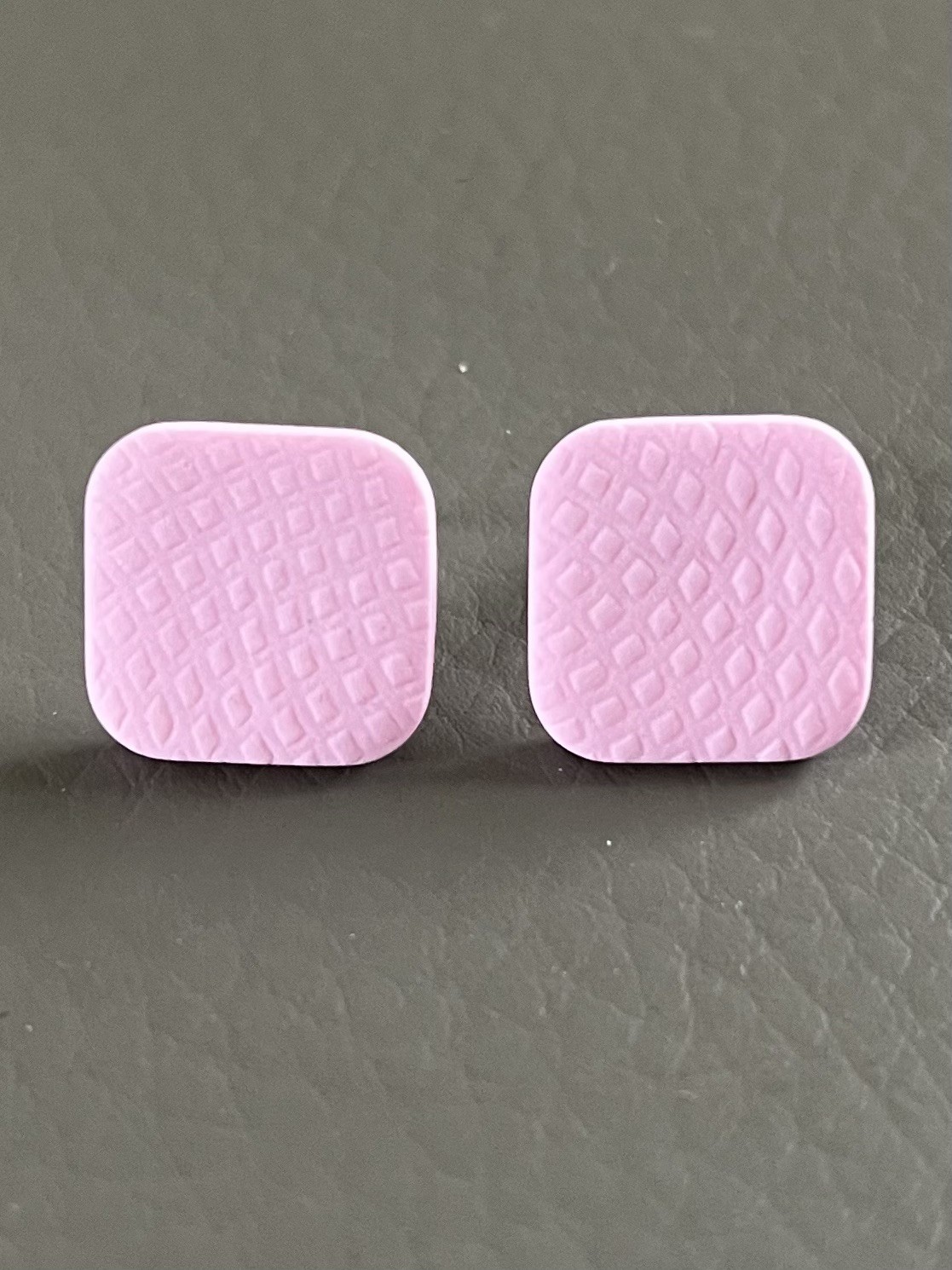 Handmade Black Polymer Clay Stud Earrings – Square – Ultra Lightweight