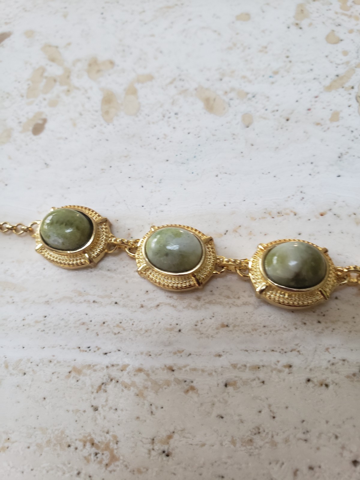 Natural Irish Marble, Adjustable Bracelet size 15cm/ 6″ to 20cm/ 7.5″- New.