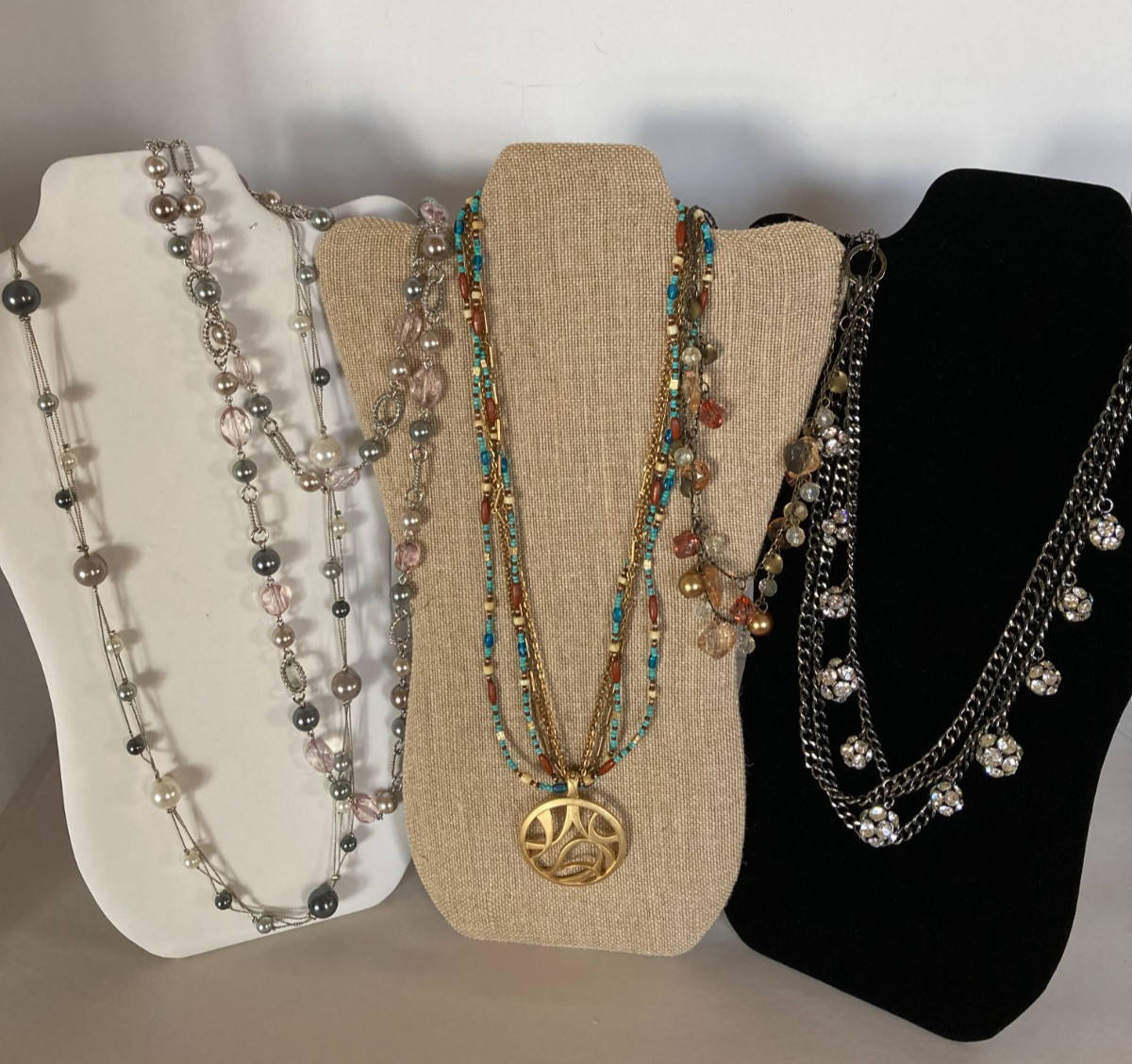 Premier Designs Jewelry Necklace Lot of 5 Removable Pendant Multi Layer w/Clips