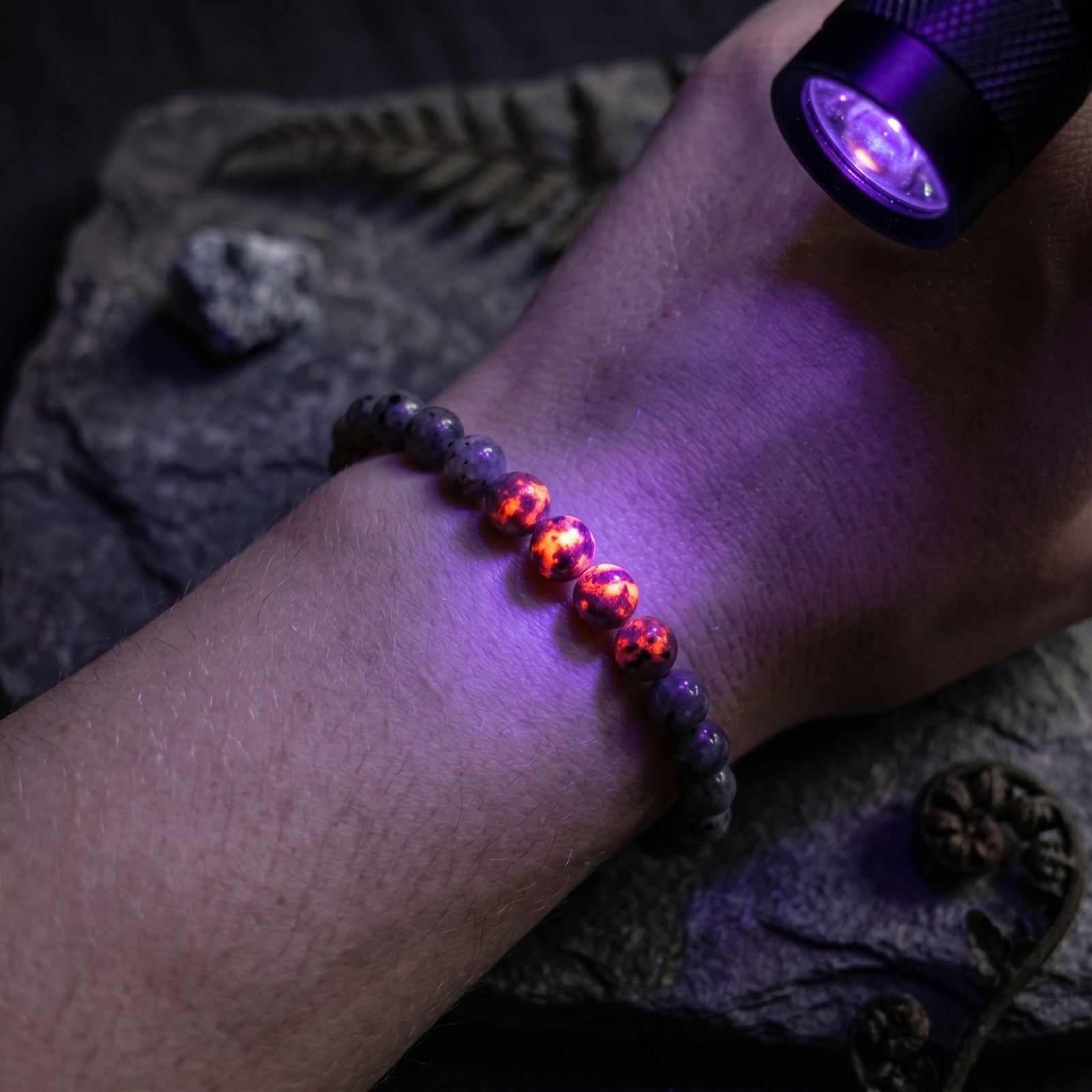 4mm Natural Yooperlite Fire Stone Stretch Bracelet Third Eye Intuition Jewelry