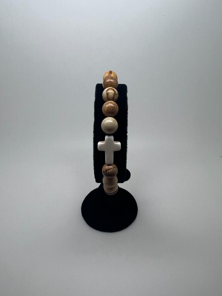 New Collection Bracelets Natural Stone 8mm Cross Elastic Rope