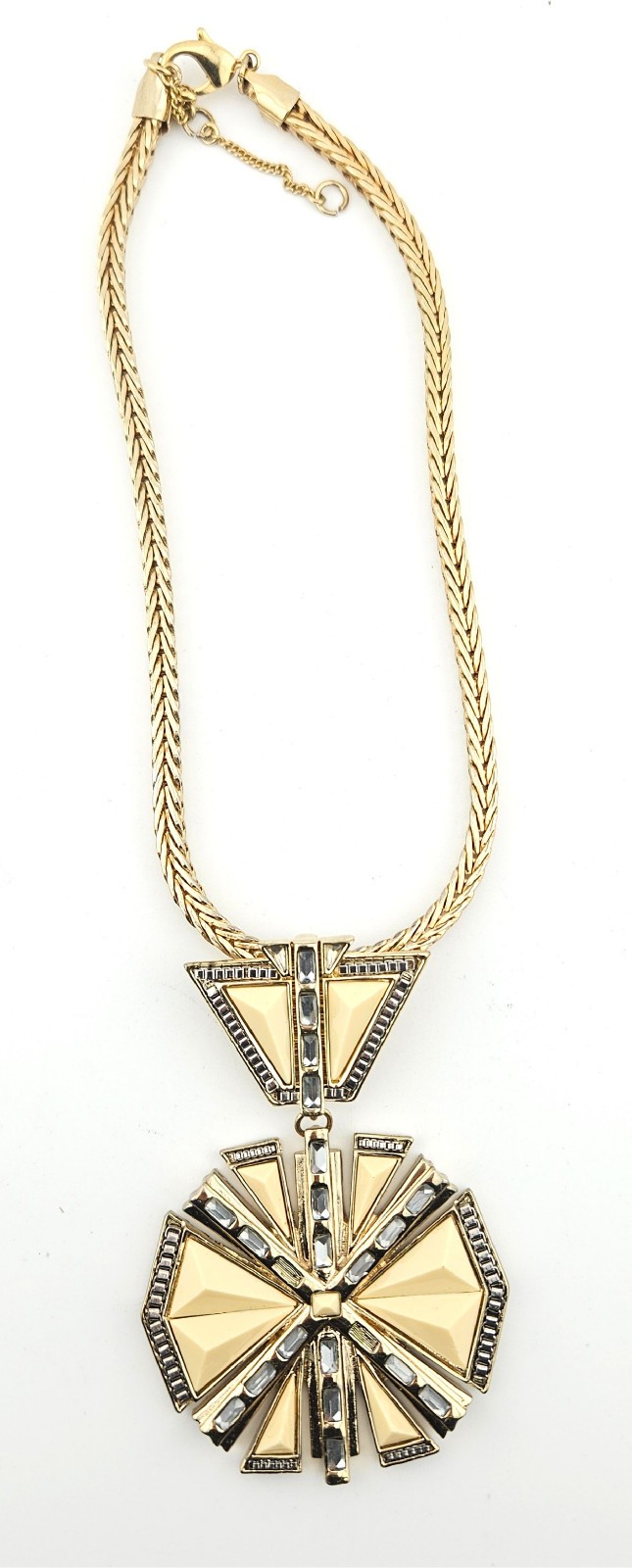 Vince Camuto Necklace Gold Tone Box Chain Large Pendant SEE DESCRIPTION J19-4271