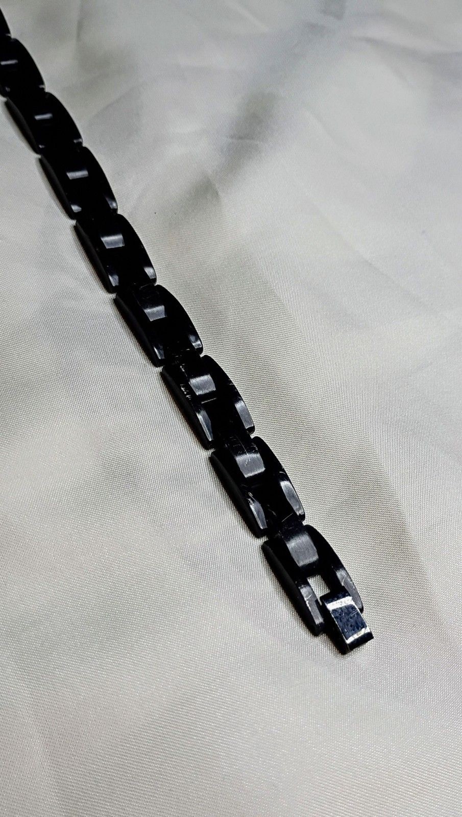 Black Ion Plated Stainless Steel Wide Link Men’s Bracelet 7.5″