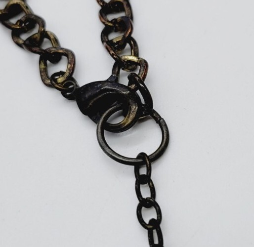 Chunky Necklace Wood Acrylic Metal Marbled Ivory Colors Asymmetrical 32 in