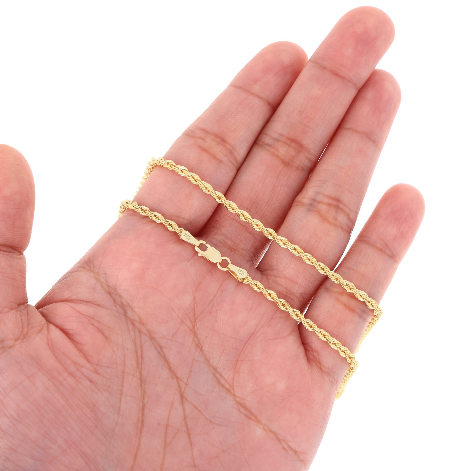 18k Yellow Gold Diamond Cut Rope Chain 2mm-5mm Necklace Mens Womens 16″- 28″