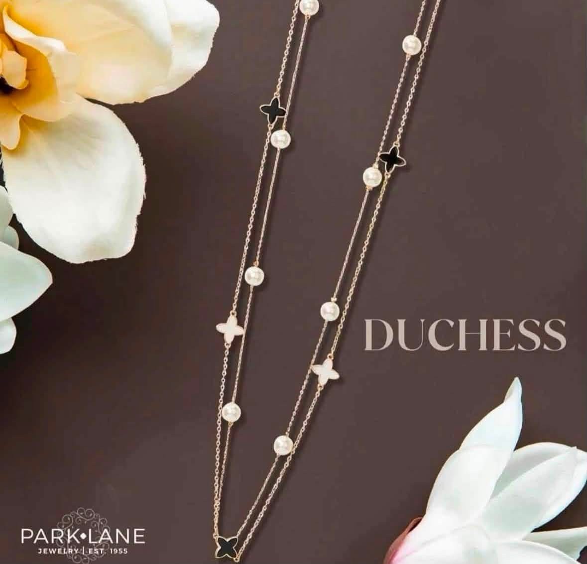 Park Lane DUCHESS 40 inch Long Quatrefoil Gold Pearl Necklace NEW