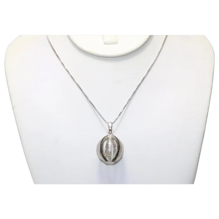 Sterling Silver Black And White Cubic Zirconia Stone Necklace