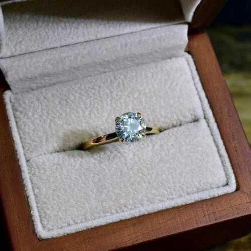 2Ct moissanite Cut round Diamond Unique Wedding Ring 14K Yellow Gold Finish