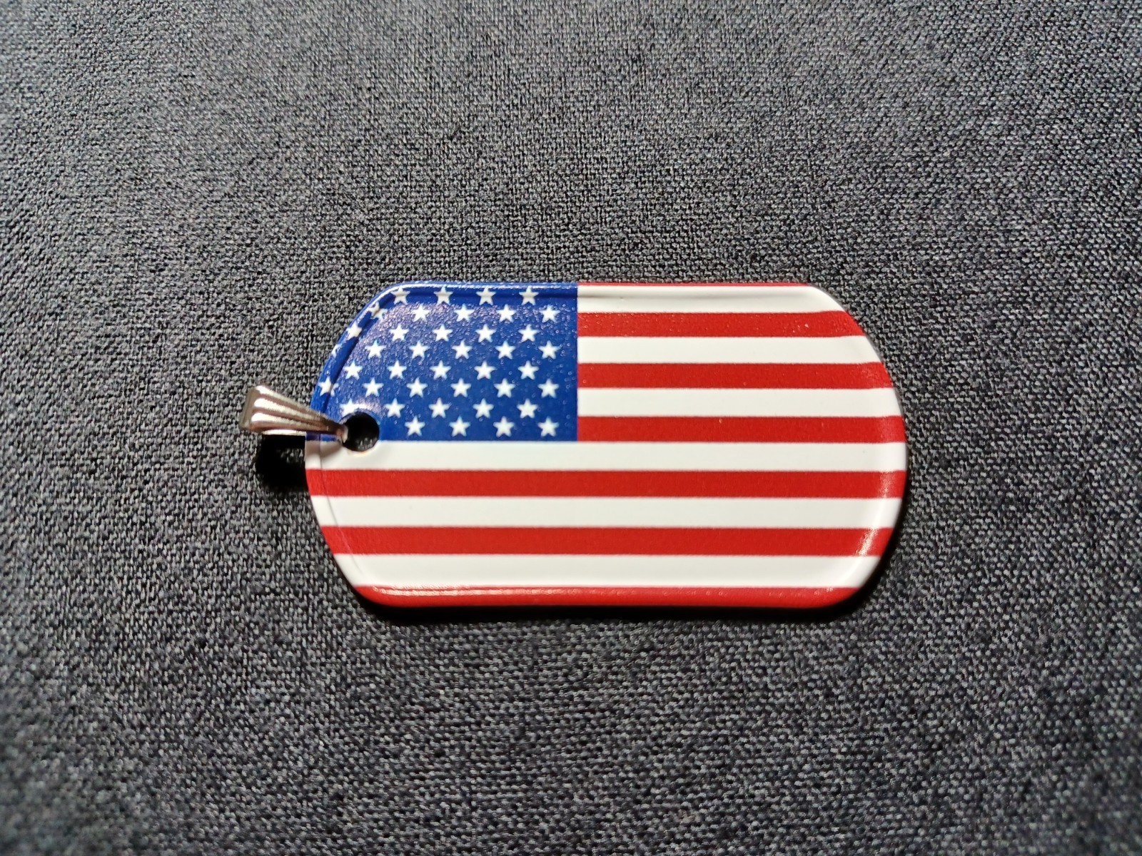 USA Flag or International Flag Dog Tag with silver NP flat KeyRing FREE SHIPPING