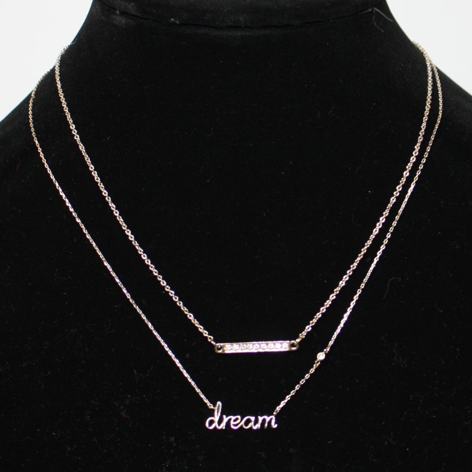Loft Dream Letter & Crystal Bar Gold-tone Layered Necklace Set