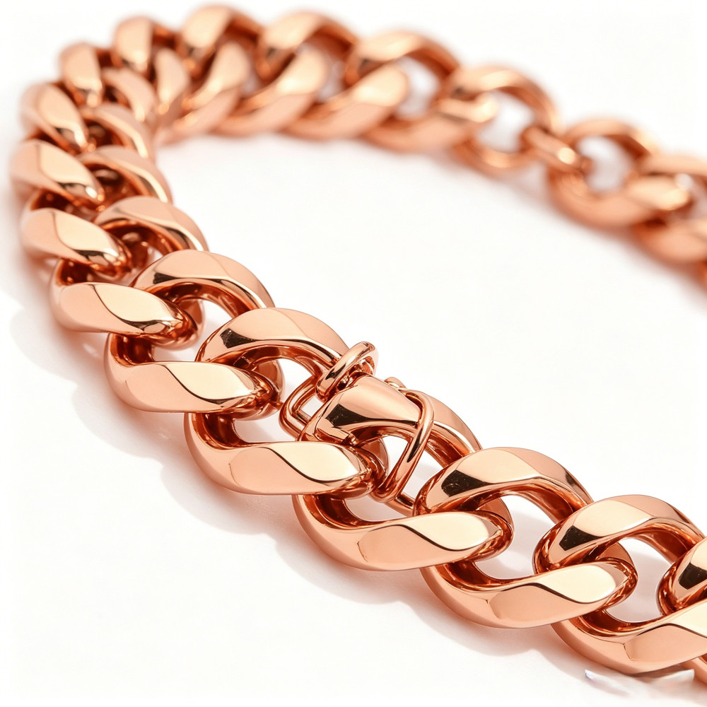 8mm Pure Solid Copper Bracelet Arthritis Cuban Chain Curb Link Rider Bracelet