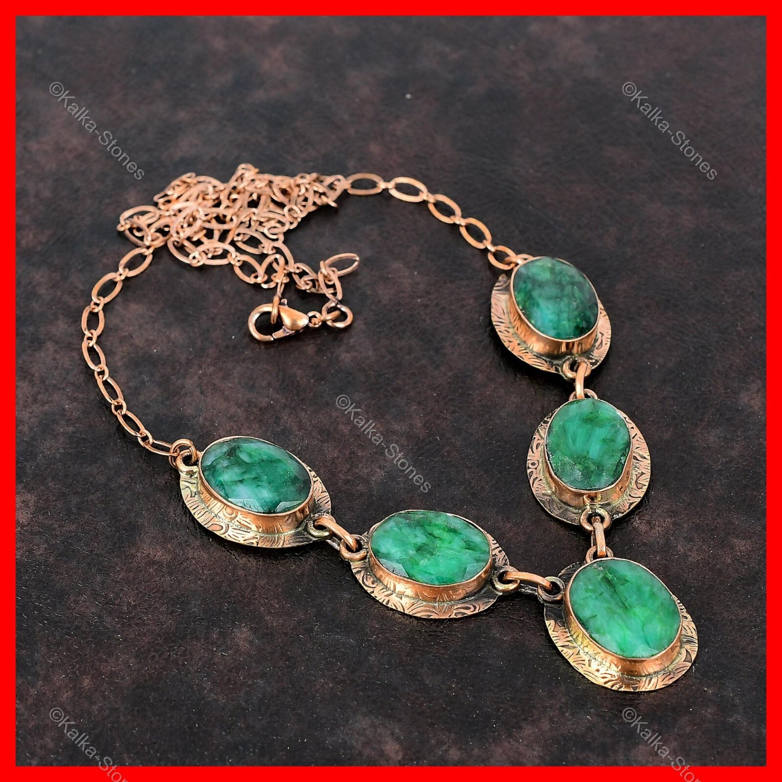 Womens day Deal Natural Zambian Emrald Trendy Ethnic Necklace Jewelry Copper