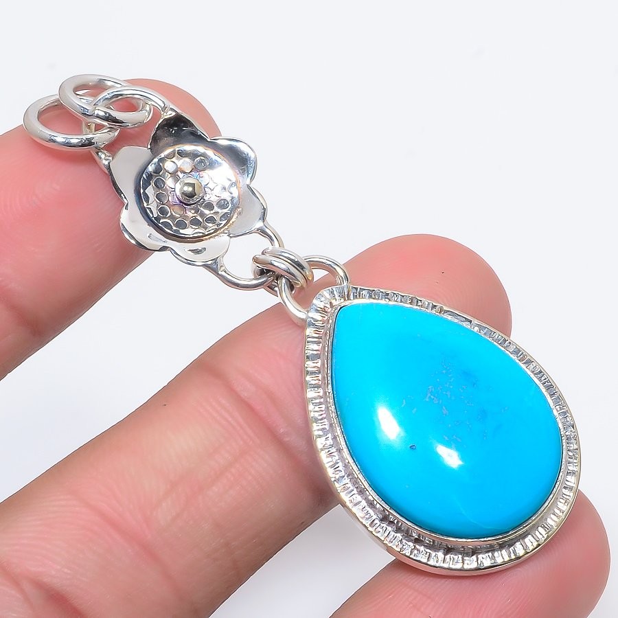 Magnesite Turquoise 925 Sterling Silver Jewelry Pendant 2.6″(18)