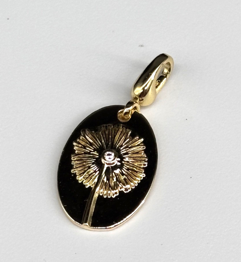 18 Kt Yellow Gold Filled Dandelion Charm with CZ Center