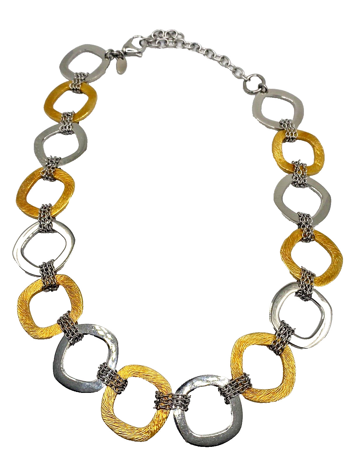 Steel By Design QVC Necklace Gold & Silver Tone Stainless Steel Square Links