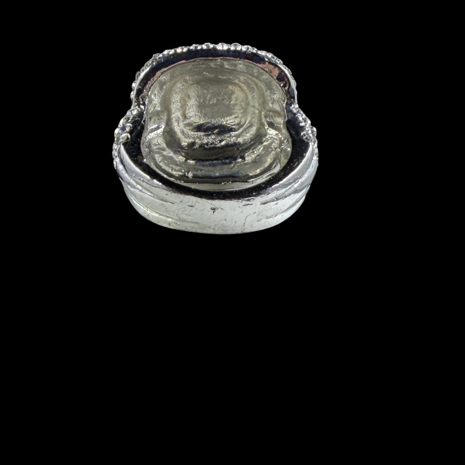 Silver Tone Rhinestone Cocktail Ring Statement Glam Prom Bling Y2K Cluster SZ 6