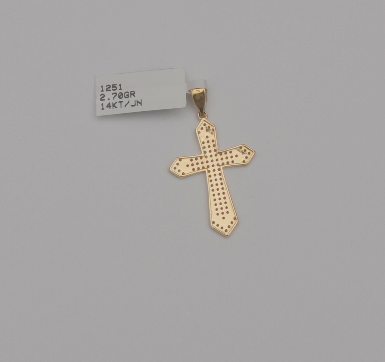 14k Solid Yellow Gold Cubic Zirconia Cross Charm Pendant 2.7 Gr 1.2 Inches