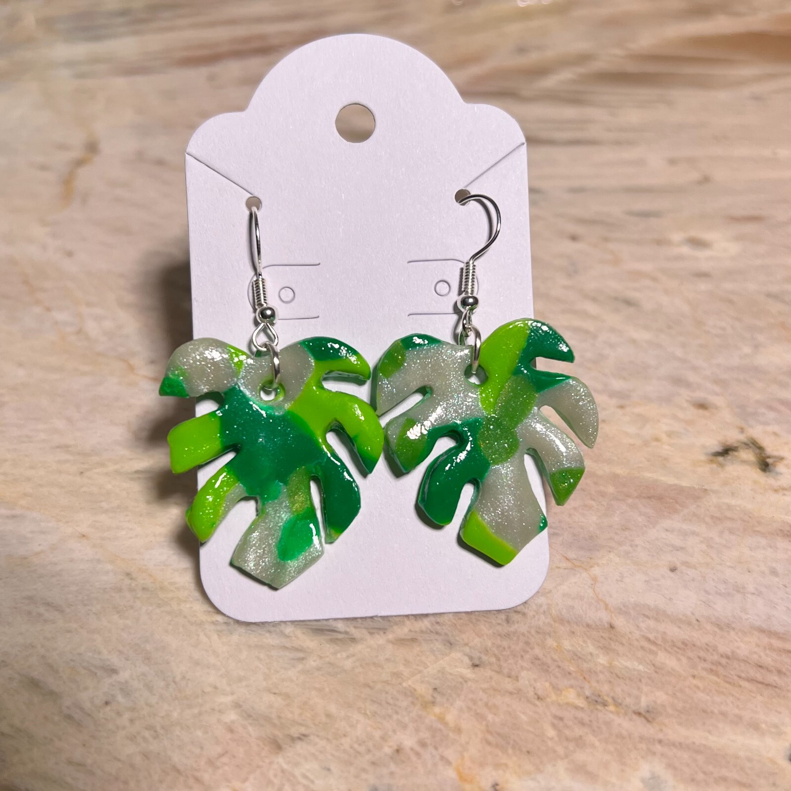 MONSTERA CLAY EARRINGS HANDMADE, GLAZED GREAT GIFT IDEA (SELECT FROM PHOTOS) #1