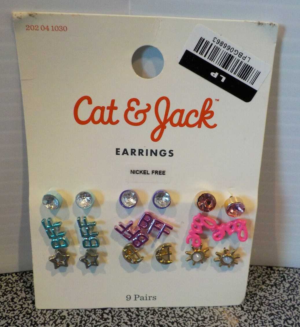 74 Sets Of Pierced Earrings Different Sizes Color & Shapes All Nickle Plated New