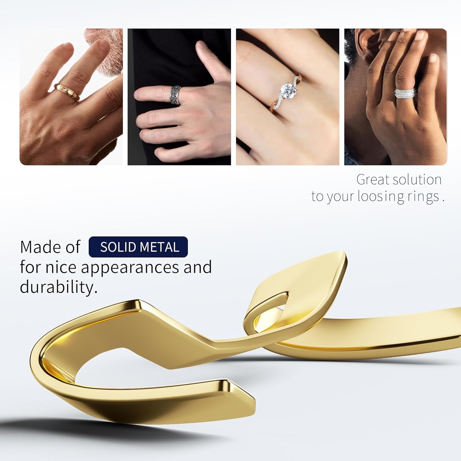12 Pack Filled Gold/Silver Metal Ring Guard,Invisible Ring Size Adjuster Set for