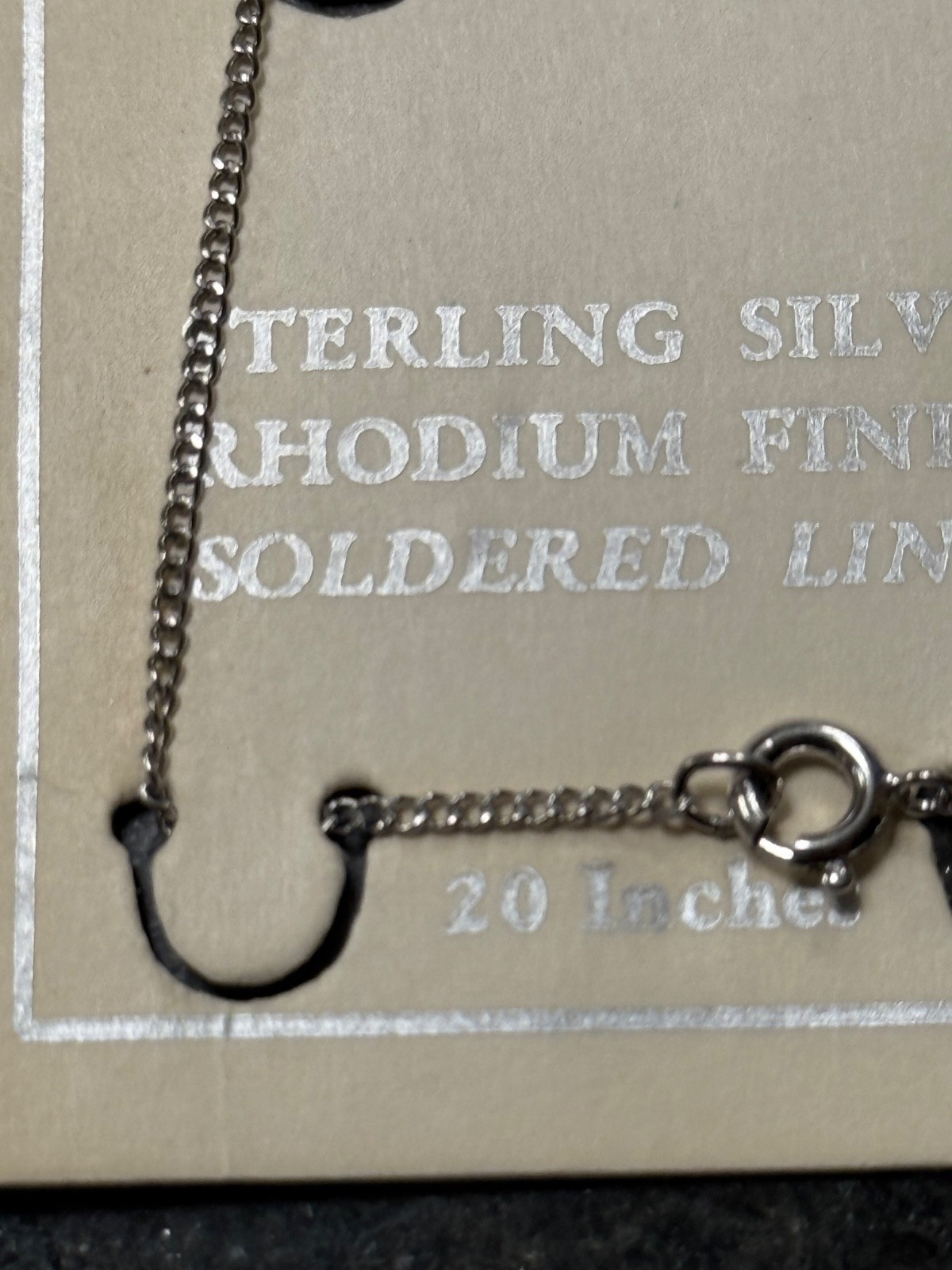 VINTAGE NOS Sterling Silver Rhodium Plated Cable Chain Necklace 20″