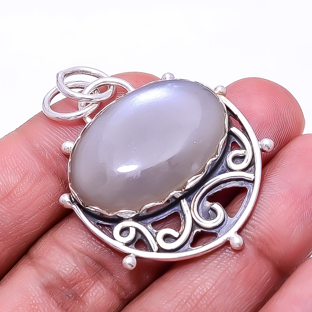 Natural Moonstone – Sri Lanka 925 Sterling Silver Pendant 1.64″ Christmas Gift