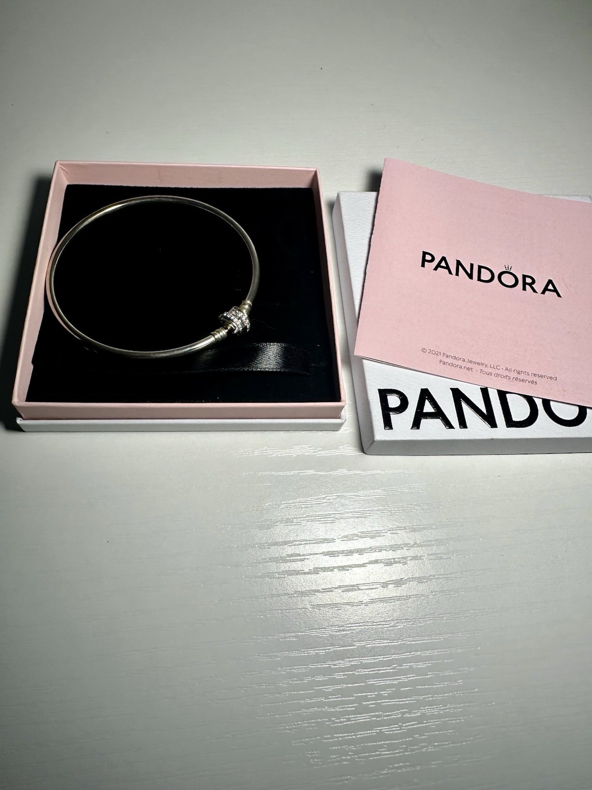 New Pandora Moments Silver Bangle Bracelet Charm Clasp With Original Box