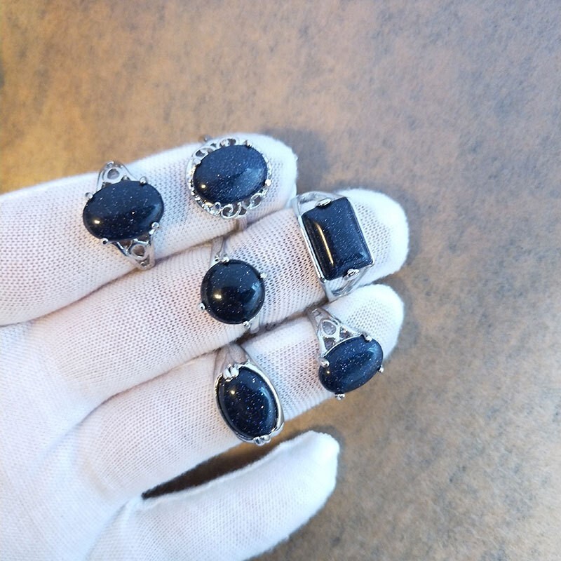 Wholesale 100Pcs Lot Mixed Ring Natural Stone Rings Women Gemstone Jewelry Bulk