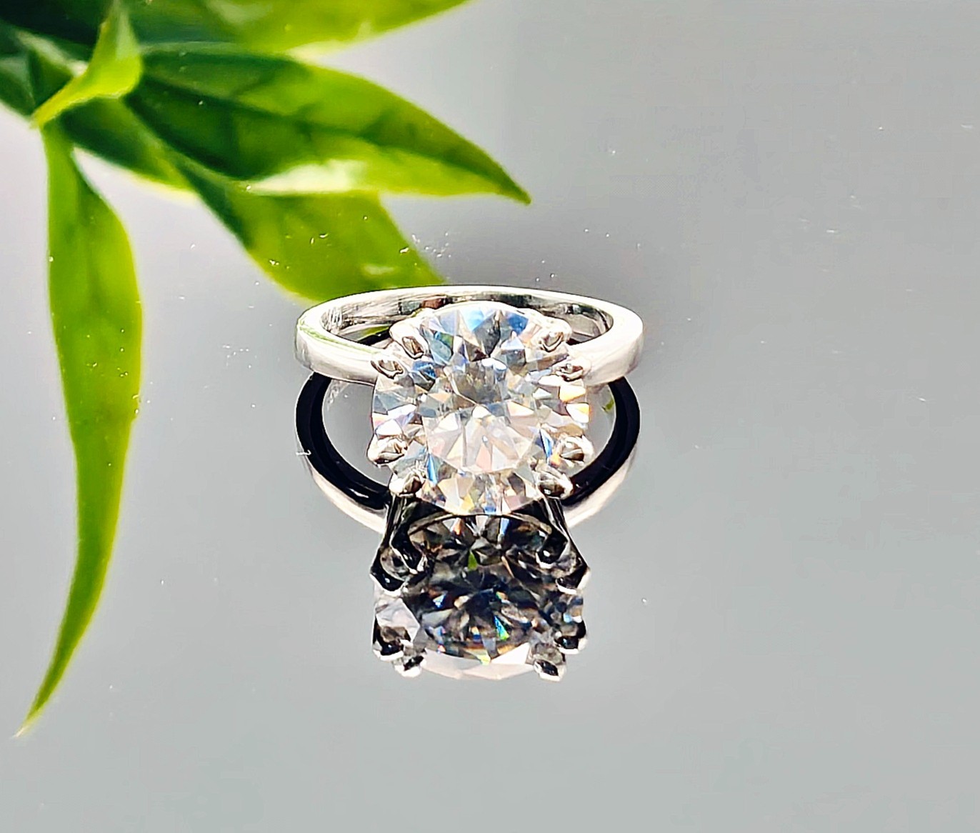 6.0 ct certified treated white diamond ring in 925 silver for women