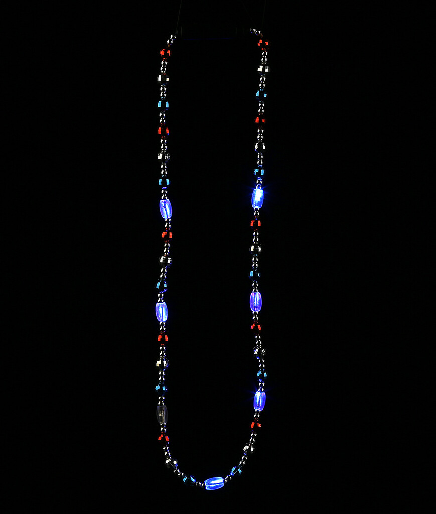 32″ USA Patriotic Jumbo Beaded Flashing Light Up Necklace 4th July Party Labor