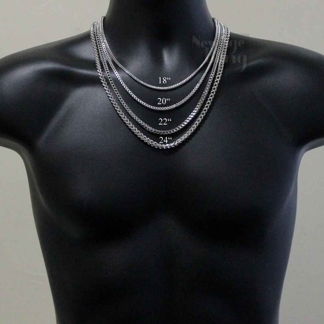 Franco Chain Gold Plated Stainless Steel Foxtail 18″-24″ Solid Necklace 2.5-5mm