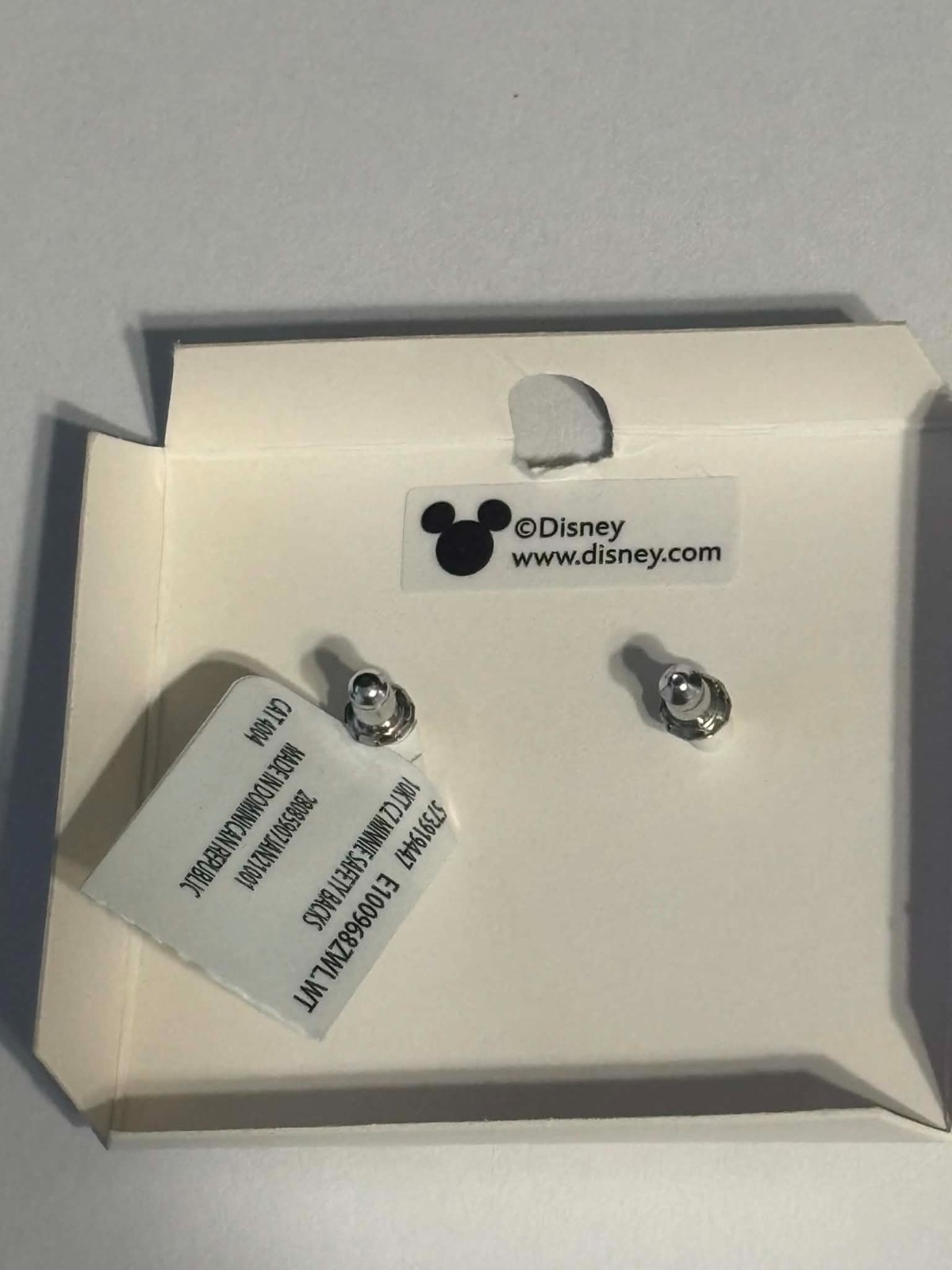 Disney 10K Yellow Gold Minnie Mouse Earrings Cubic Zirconia With Safety Backs