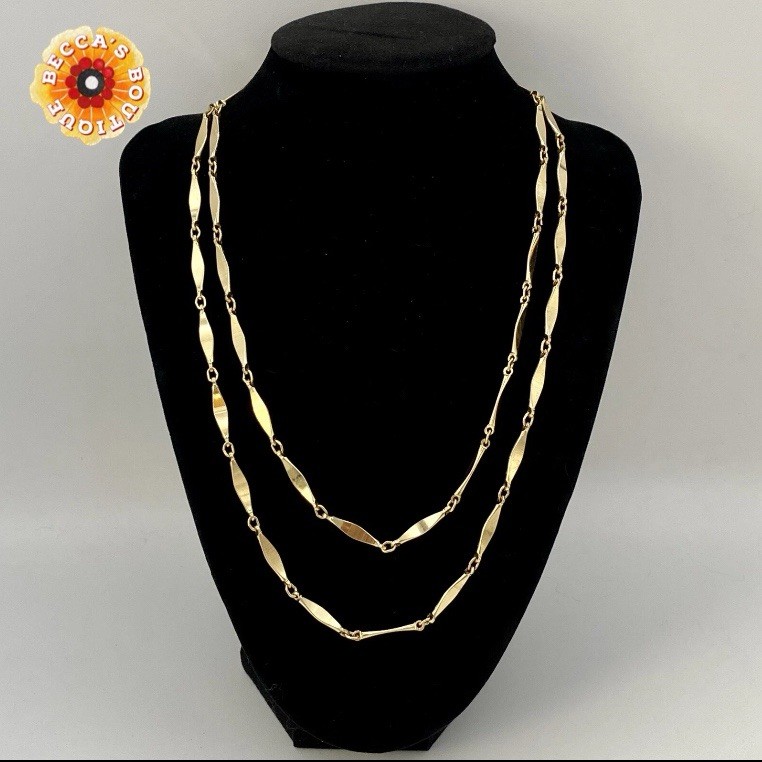Vintage Costume Jewelry Gold Tone 18” Long Link Chain Necklace Preowned No Mark