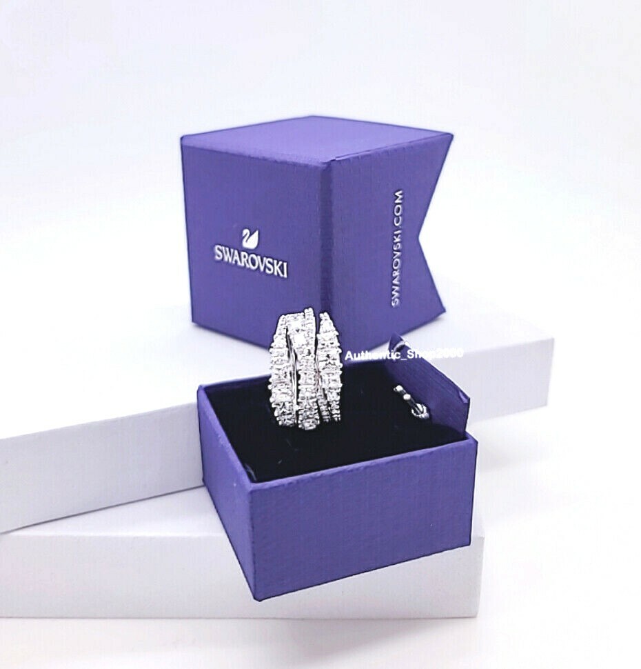 NEW 100% Authentic SWAROVSKI Women Rhodium White Crystal Twist Wrap Ring 5584646