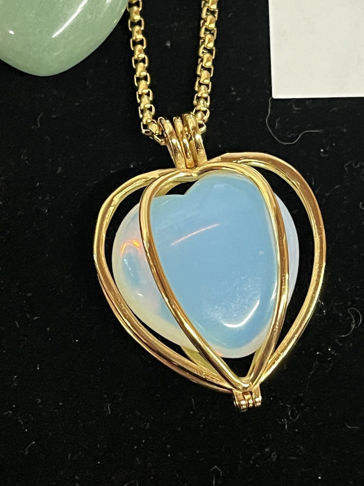 KALIFANO Convertible Heart Chakra Pendant Necklace Healing Stones Gold Tone