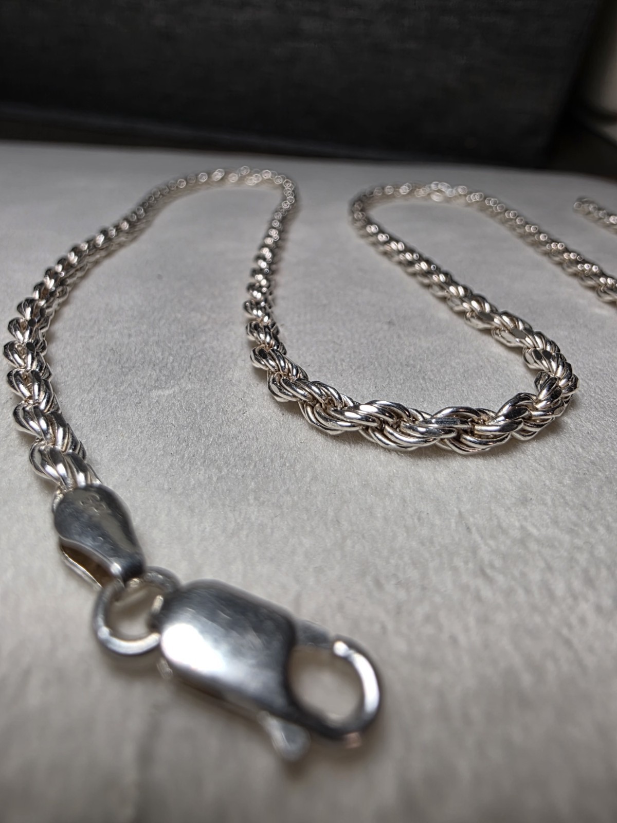 24″ 3.5mm Rope Chain 22.42g Solid 925 Sterling Silver w/ Lobster Clasp