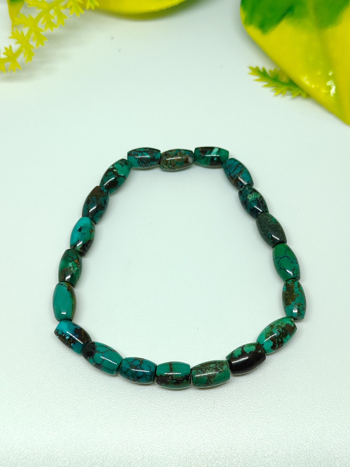 Natural turquoise Barrel beads Stretchable bracelet- 7 inch Adjustable bracelet