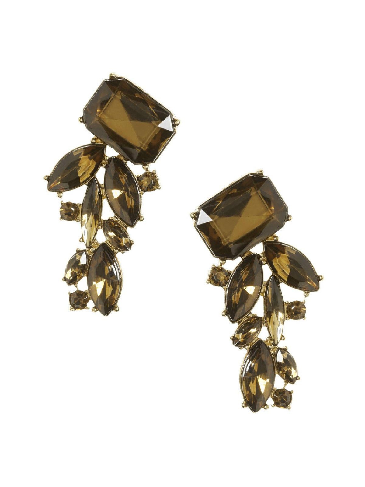 Banana Republic Gold Bronze Peacock Cluster Curved Statement Earrings NWT $79.50