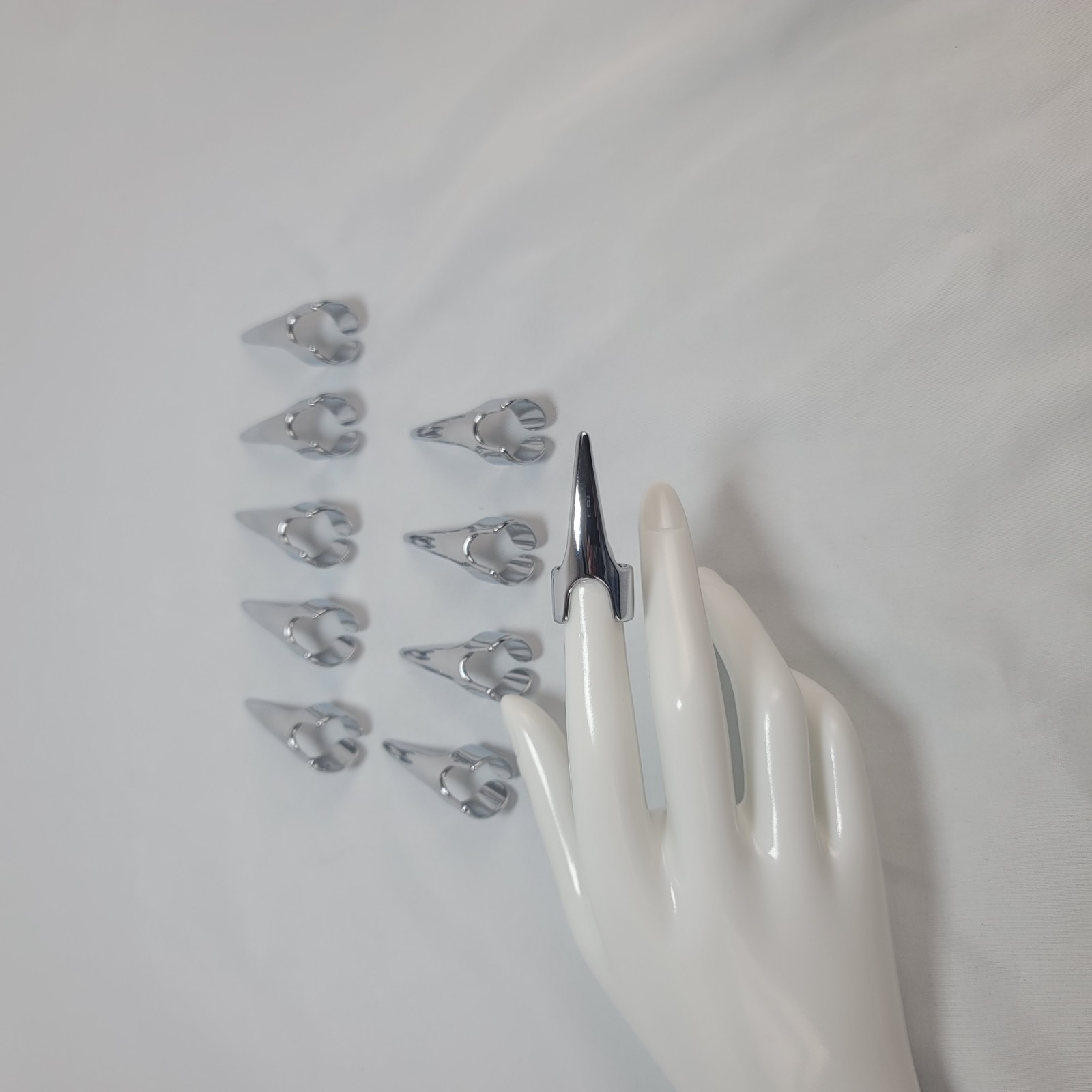 10pc Stainless Steel Claw Rings Gothic Witch Vampire Cosplay Nail Set