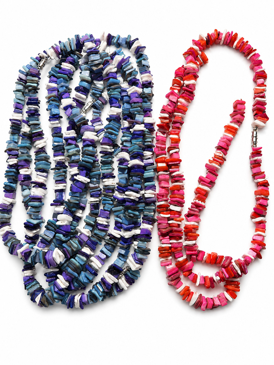 Shell Chip Bead Necklaces Purple Blue Pink Statement Boho Fashion Jewelry