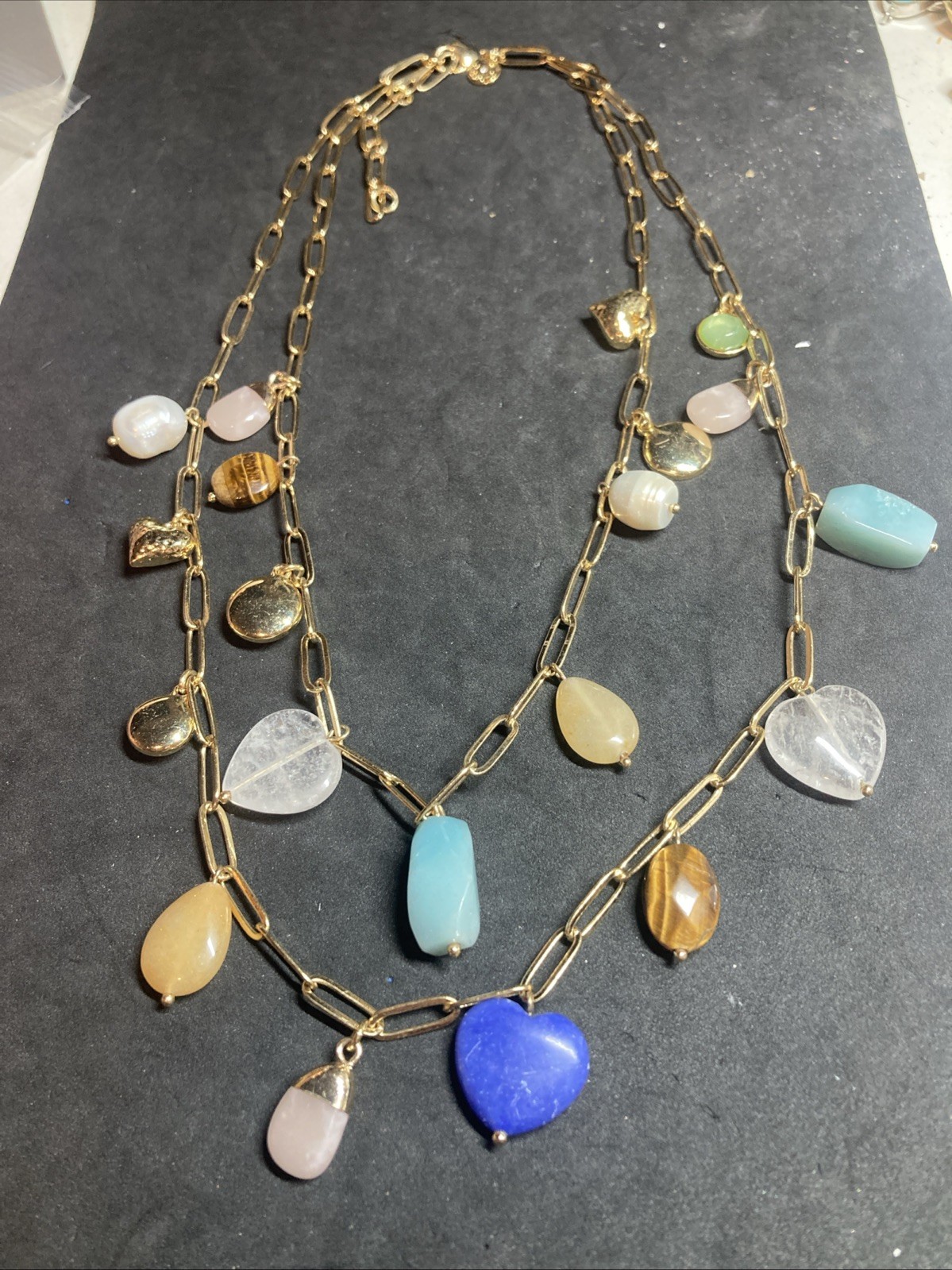Talbots 16-22” Layered Semi Precious Stone Necklace B156