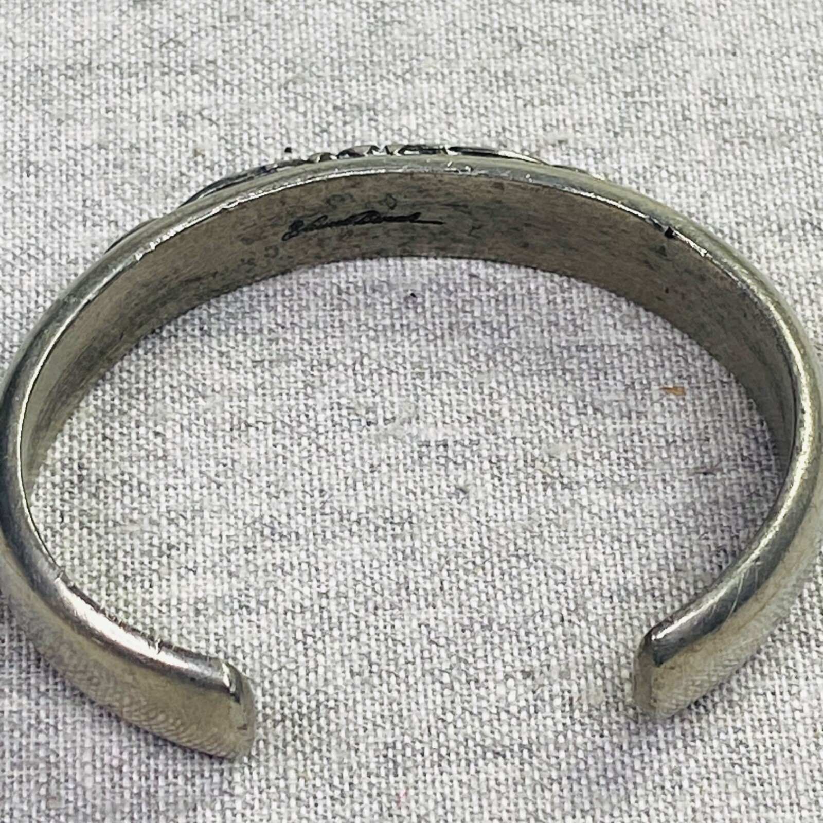 Laurel Burch Floral Cuff Bracelet Looks Like Pewter