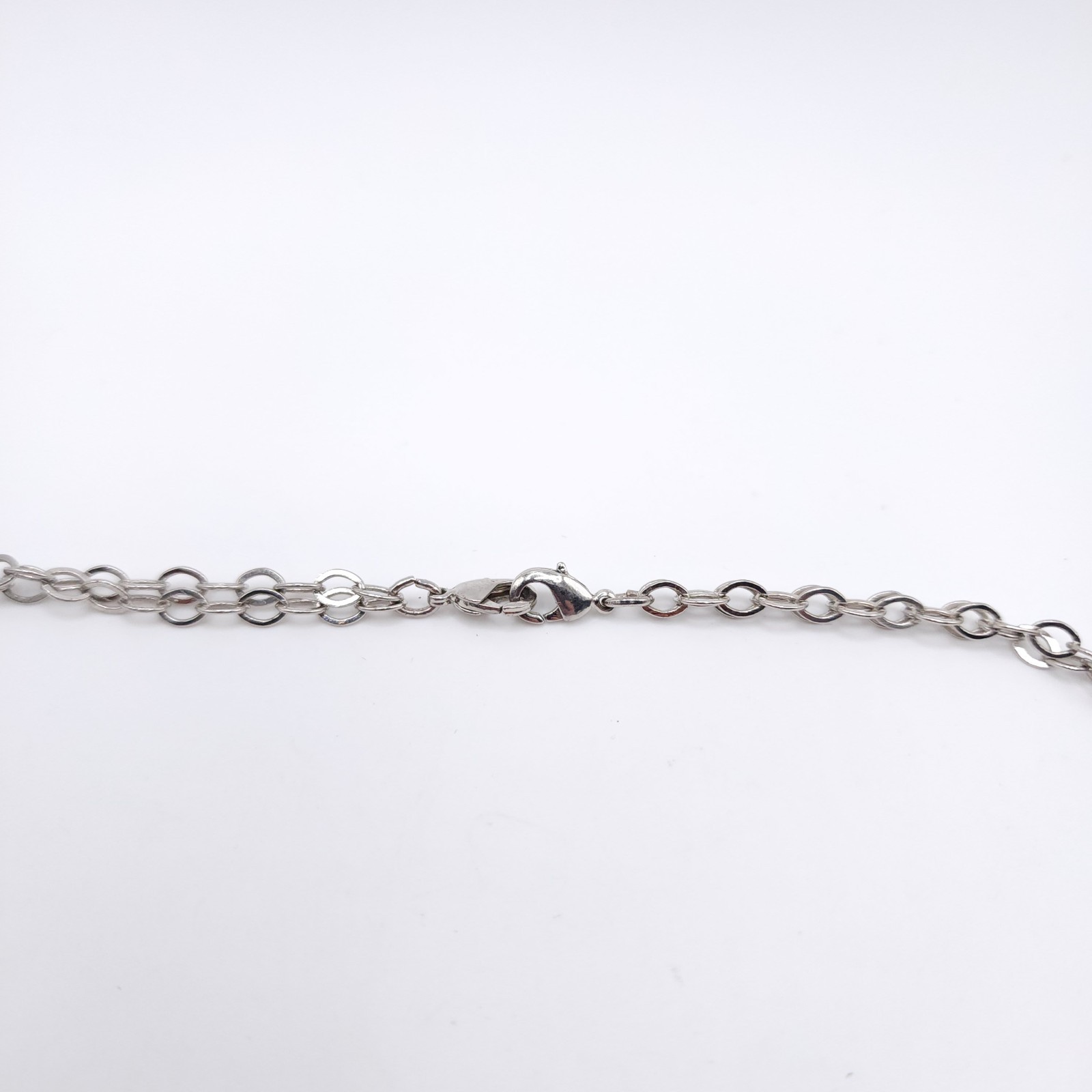 Black White Clear Beaded Necklace Double Strand Crystal Rhinestone 21in