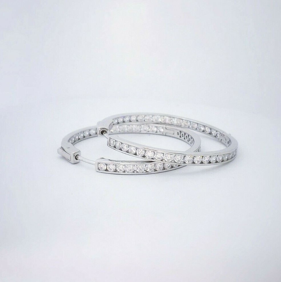 2 Ct Women’s Hoop Earrings Simulated Lab Diamond in 14K Solid Gold Plated Silver