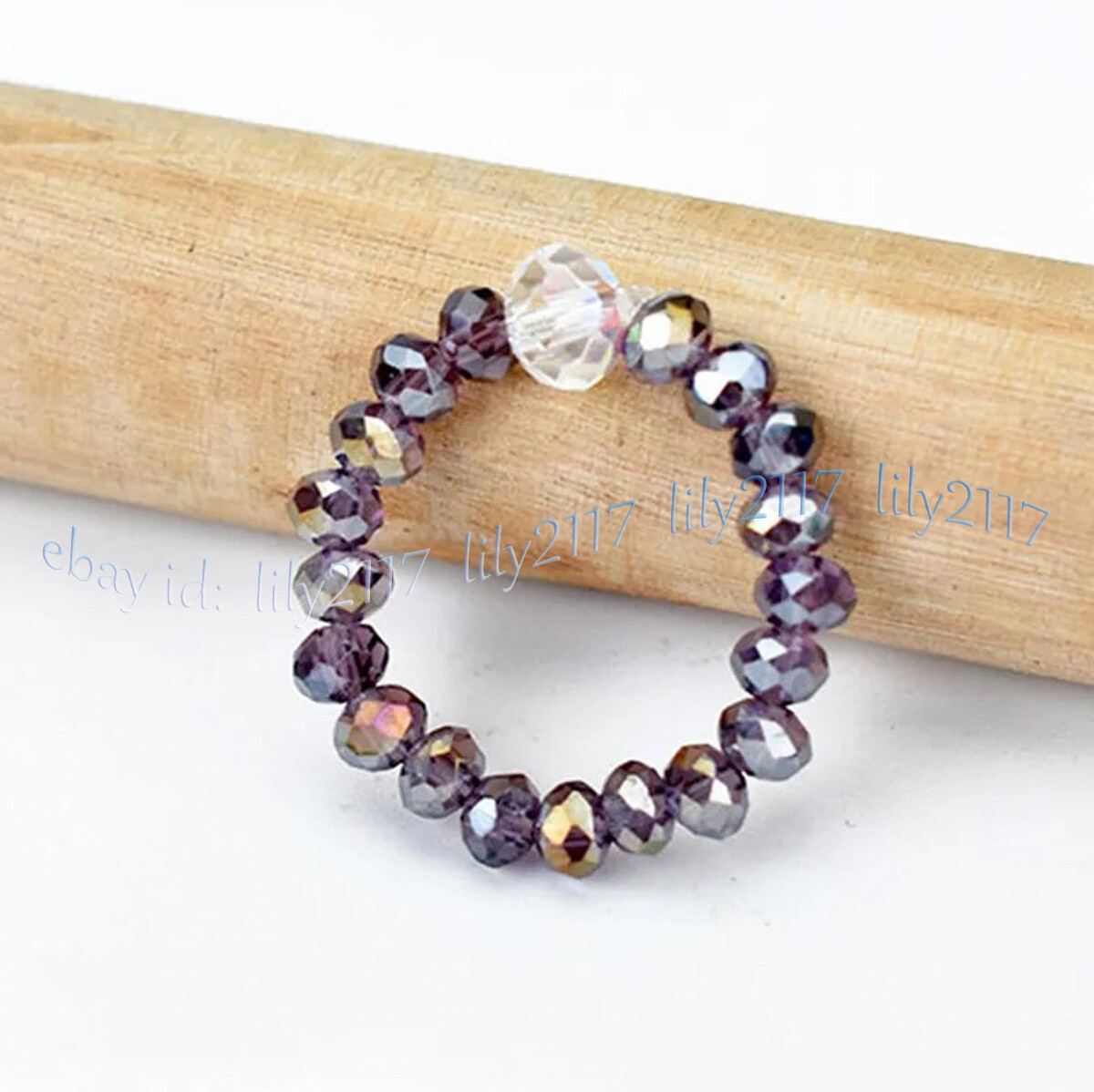 Faceted Multicolor Crystal Beads Adjustable Stretchy Finger Rings Couple Rings