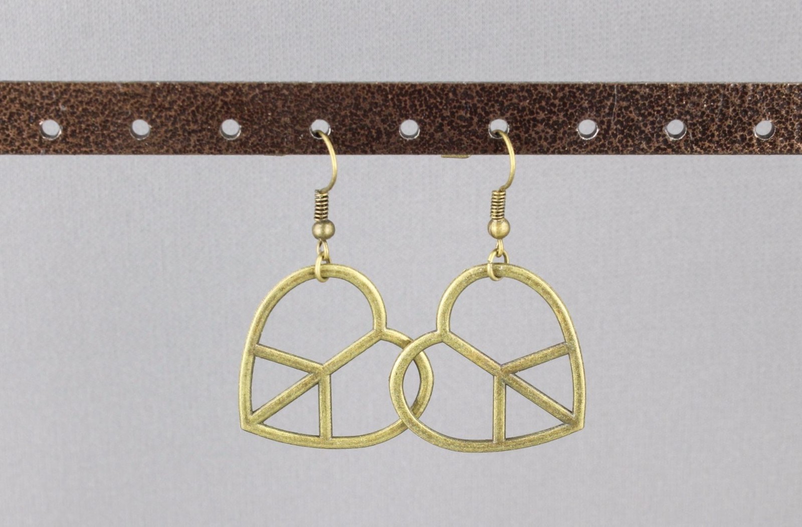 Peace Sign heart Love earrings dangle lightweight pendant 1.75″ long