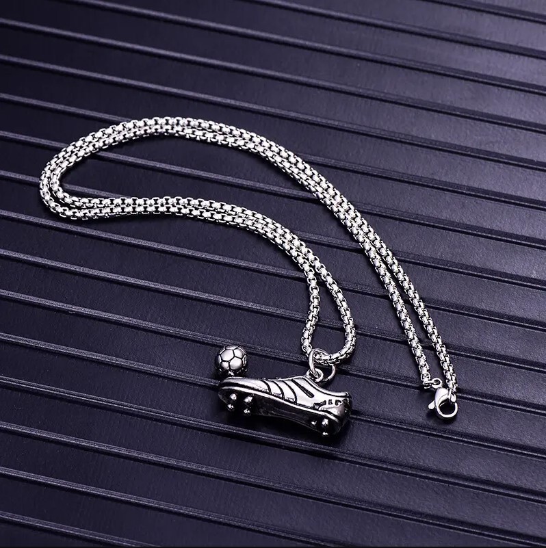 Silver Soccer Cleat & Ball Necklace, Football, Futball Pendant – MLS, World Cup