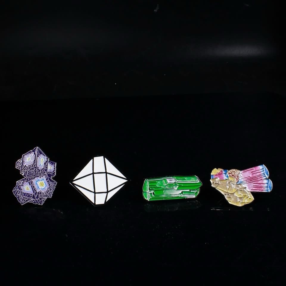 Four Piece Mineral Enamel Pin Set – See Description For Details!